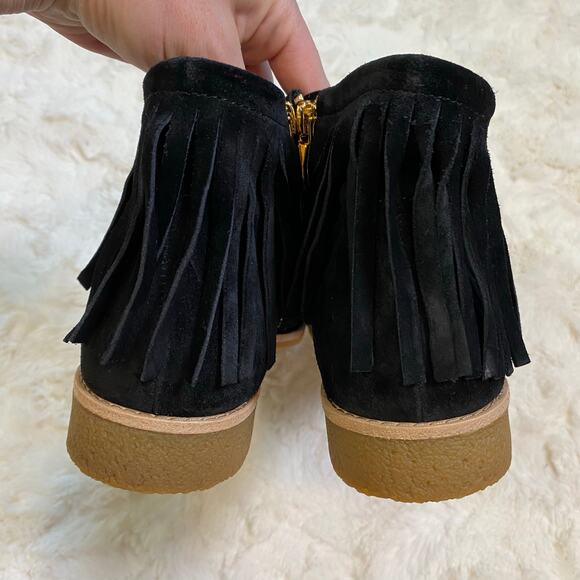 Kate Spade New York Size 9 Betsie Black Fringe Suede Ankle Booties Gold Zipper - Picture 12 of 16